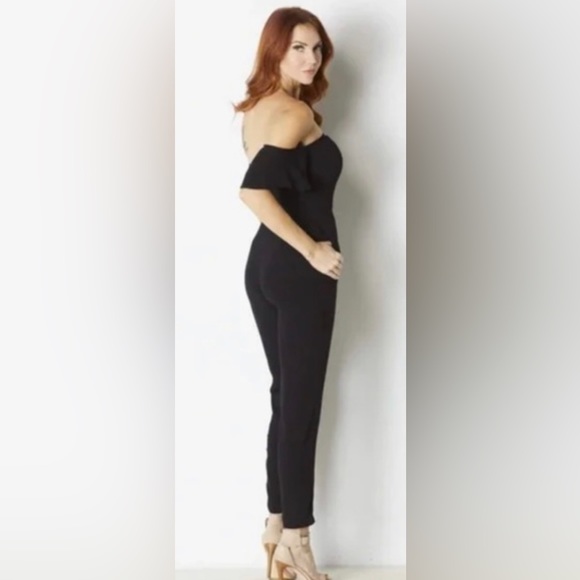 Anthropologie I Cashmere & Cupcakes Havana Off Shoulder Cap Sleeve Jumpsuit - Picture 5 of 7